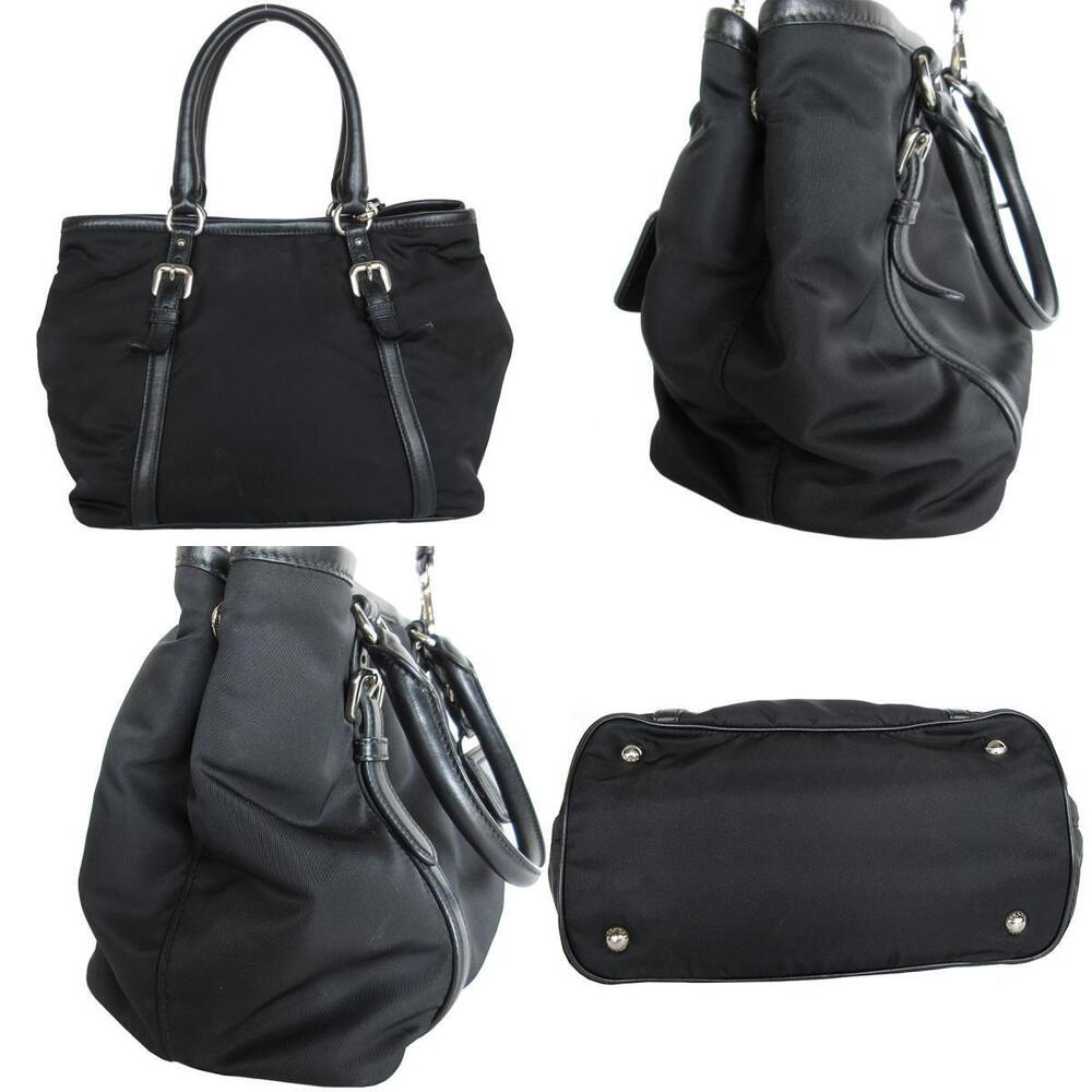Prada handbag shoulder bag leather black silver - Picture 3 of 4